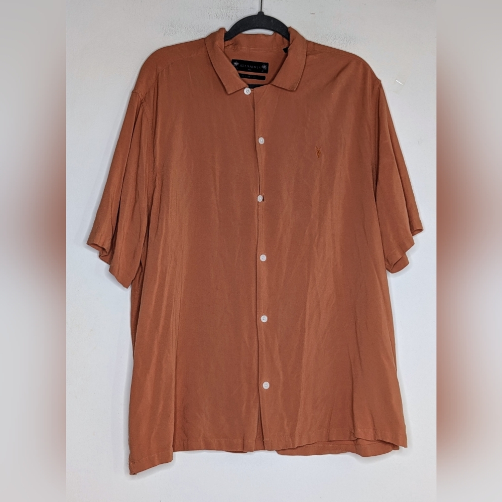 All Saints • Venice Men's Button Down Shirt in Terracotta (RARE COLOR)